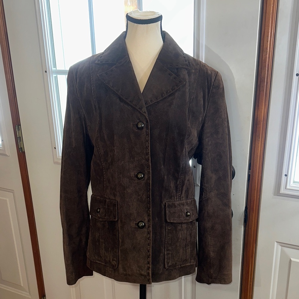 Utex Dark Brown Women's Suede Blazer
